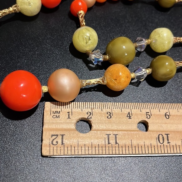 Vintage Double Strand Autumn Colors and Gold Accent Bead Necklace - Picture 10 of 16
